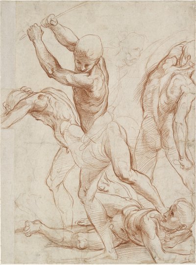 Recto: Combat of five men. Verso: Some slight Figure Studies, WA1846.193 by Raffaello Sanzio Raphael